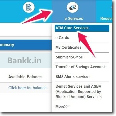 Click on ATM Card Services