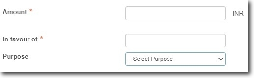 Enter the Amount, Payee Name, and Select the Purpose