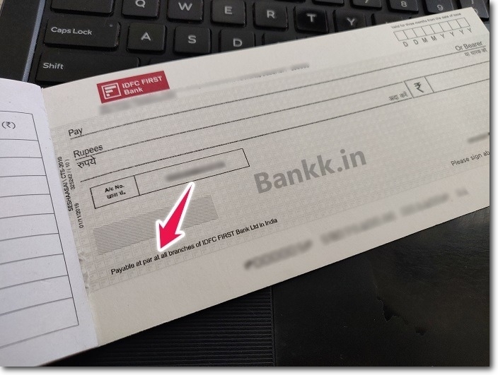 Example of IDFC FIRST Bank Cheque