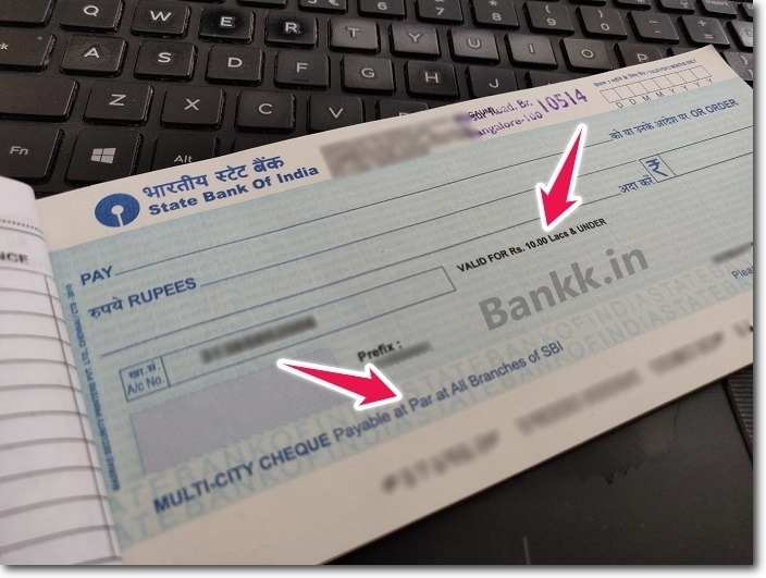 Example of SBI Cheque with Maximum Limit of Rs. 10,00,000