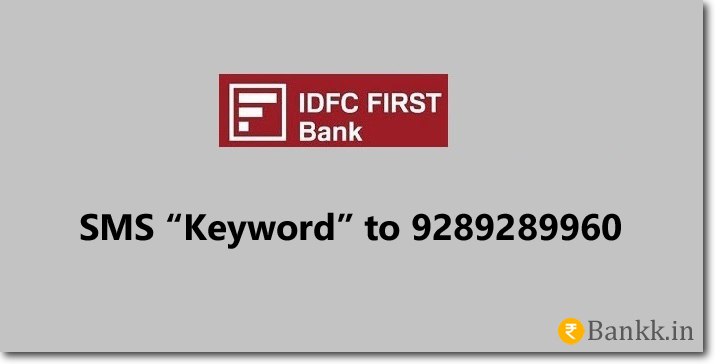 IDFC FIRST Bank SMS Banking Keywords