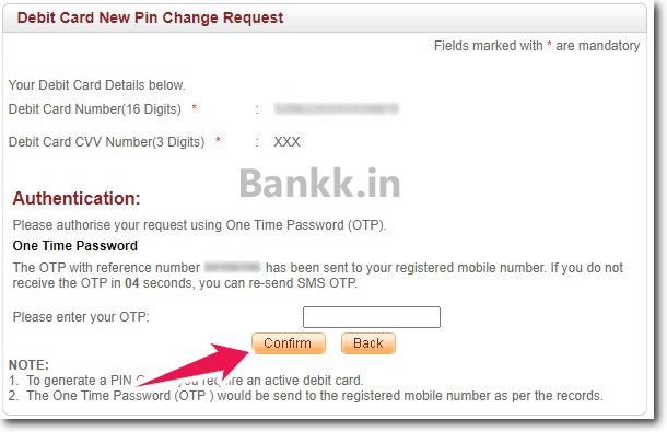 Enter OTP and Click on Confirm - IndusNet