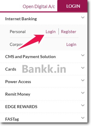 Click on Login - Axis Bank