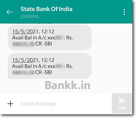 Response Received for SBI SMS Banking Keyword