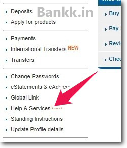 Click on Help & Services in SC India Internet Banking