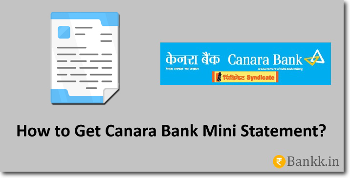 Canara Bank Mini Statement